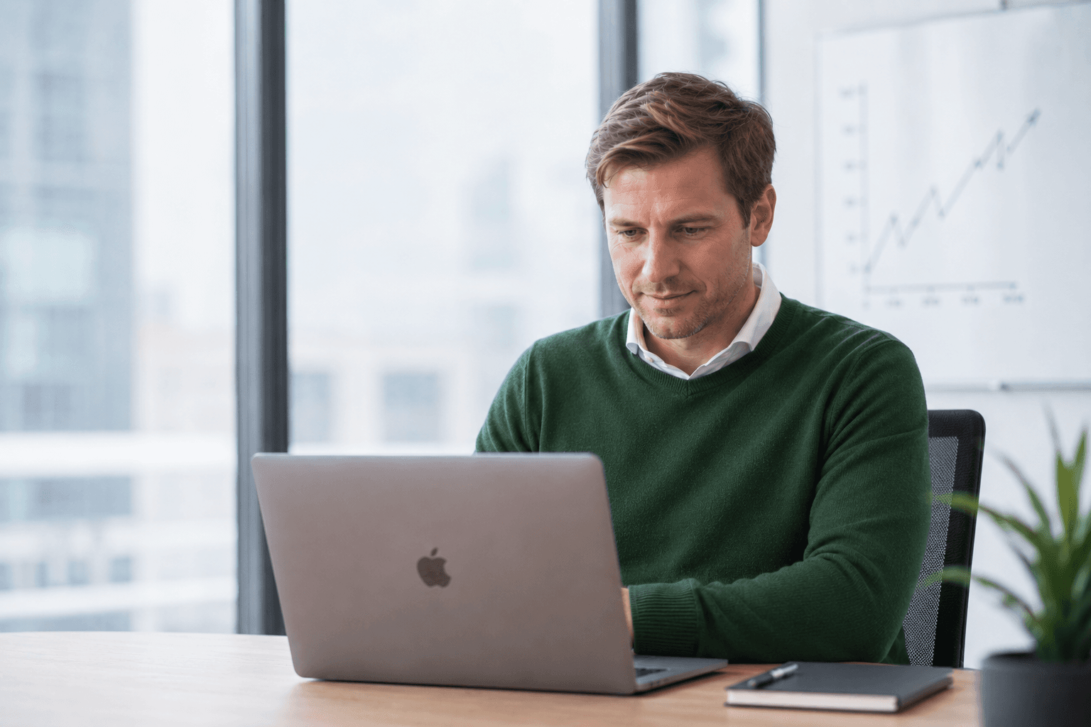 Agency professional working on a laptop