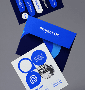 Project Go branded packaging and app mockups