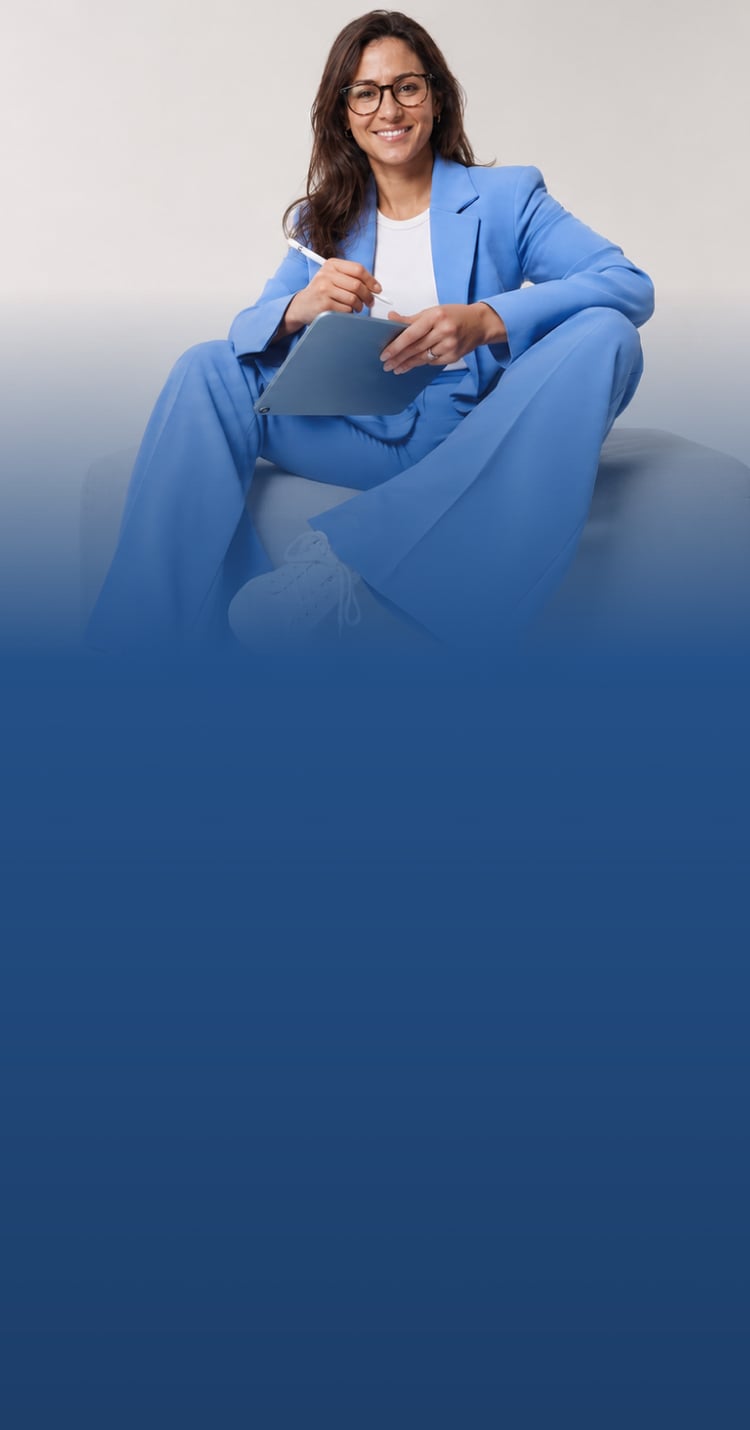 Project manager in a blue suit taking notes